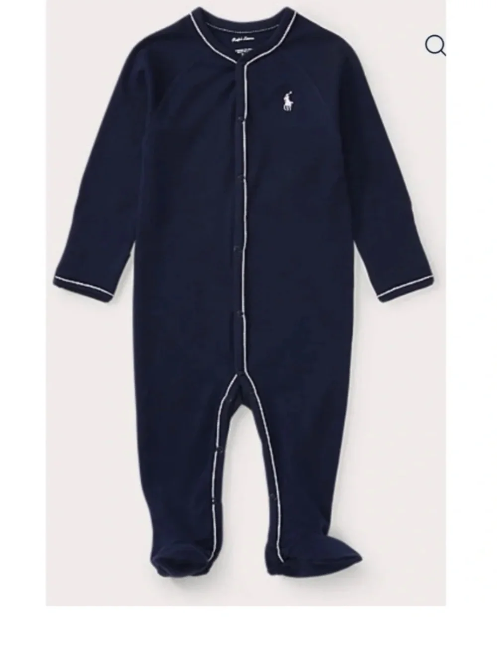 Ralph Lauren Cotton Jersey Footed Pajamas in Navy